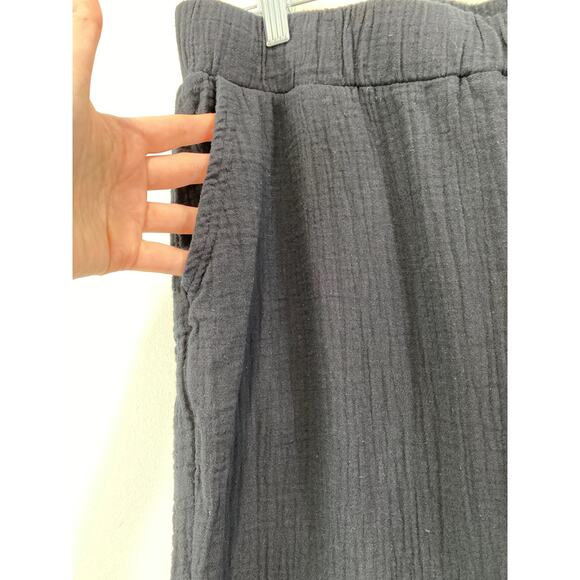 LOGO by Lori Goldstein Beach to Street Cotton Gauze Crop Ankle Pants Sz LP Black - Picture 3 of 9